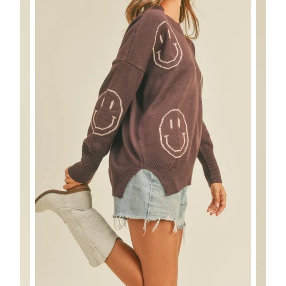 SMILE SWEATER//EGGPLANT